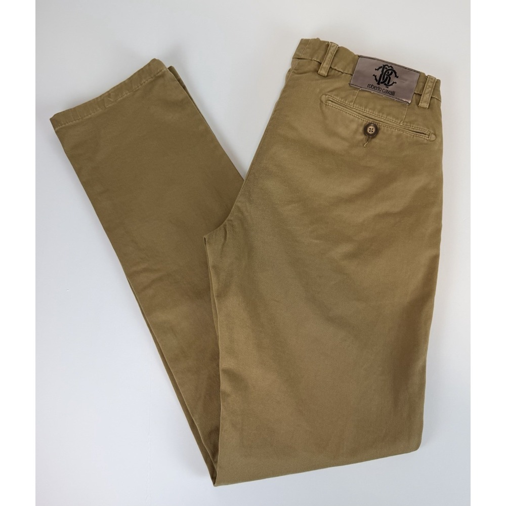 ROBERTO CAVALLI Men's Taupe Stretch Cotton Chinos Sz 30